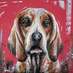 Beagle Love by Samantha Ellis - Original Painting on Box Canvas sized 30x30 inches. Available from Whitewall Galleries